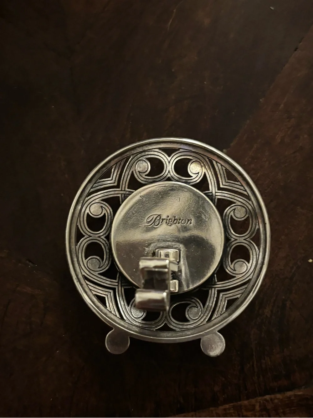 Vintage Brighton Silver Filigree Round Table Clock